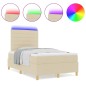 vidaXL Letto Box Spring con Materasso e LED Crema 120x200 cm Tessuto
