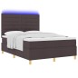 vidaXL Letto Box Spring con Materasso & LED Marrone Scuro 140x200 cm in Tessuto