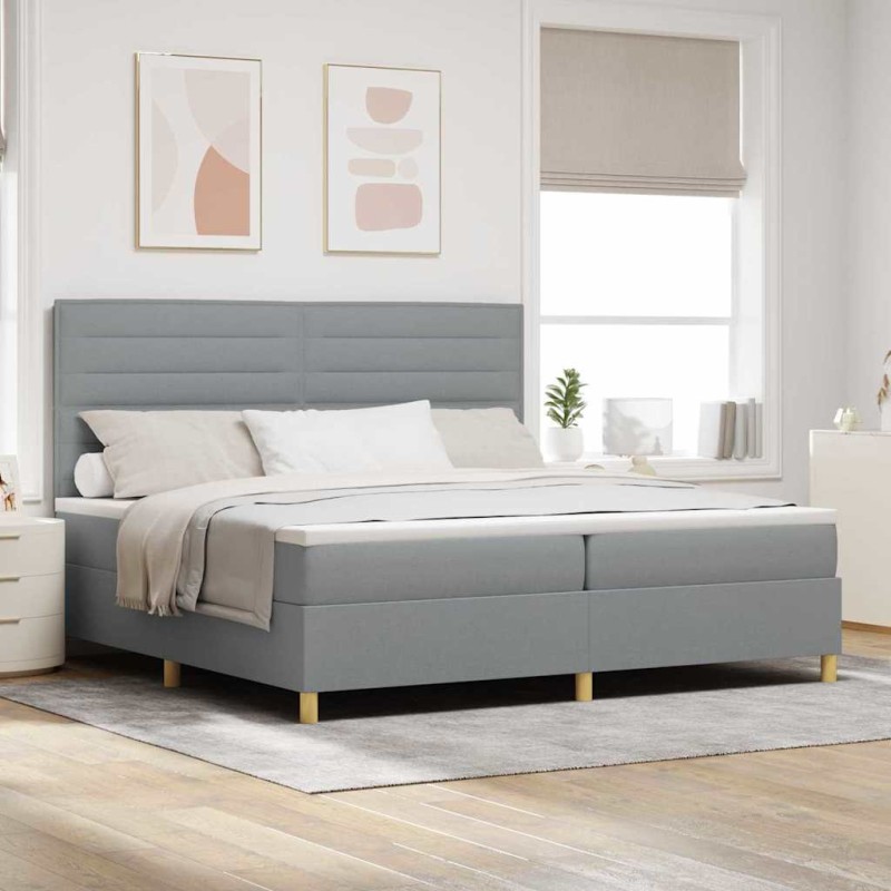 vidaXL Letto con box spring e materasso con luce LED grigio chiaro 200x200 cm in tessuto