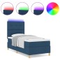 vidaXL Letto Box Spring con Materasso e LED Blu 90x200 cm Tessuto