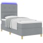 vidaXL Letto a Box con Materasso e Luce LED Grigio Chiaro 100x200 cm Tessuto