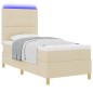 vidaXL Letto a Box con Materasso e LED Crema 100x200 cm Tessuto
