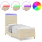 vidaXL Letto a Box con Materasso e LED Crema 100x200 cm Tessuto