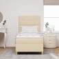 vidaXL Letto a Box con Materasso e LED Crema 100x200 cm Tessuto