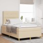 vidaXL Letto con Box Spring e Materasso & LED Panna 120x190 cm in Tessuto