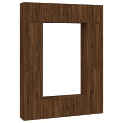 Set Mobili Porta TV 8pz Rovere Marrone in Legno Multistrato