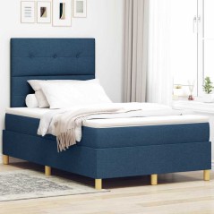 vidaXL Letto a Molla con Materasso e LED Blu 120x200 cm in Tessuto