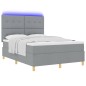 vidaXL Letto Box Spring con Materasso e Luce LED Grigio Chiaro 140x190 cm in Tessuto