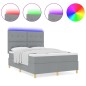 vidaXL Letto Box Spring con Materasso e Luce LED Grigio Chiaro 140x190 cm in Tessuto