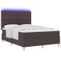 vidaXL Letto a Rete con Materasso e LED Marrone Scuro 140x190 cm Tessuto