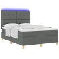 vidaXL Letto Box Spring con Materasso e LED Grigio Scuro 140x200 cm Tessuto