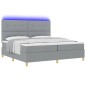 vidaXL Letto Box Spring con Materasso e Luce LED Grigio Chiaro 200x200 cm Tessuto