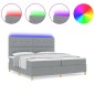 vidaXL Letto Box Spring con Materasso e Luce LED Grigio Chiaro 200x200 cm Tessuto