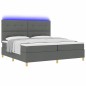 vidaXL Letto Box Spring con Materasso & LED Grigio Scuro 200x200 cm Tessuto vidaXL Letto Box Spring con Materasso & LED Grigio Scuro 200x200 cm Tessuto