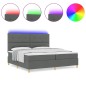 vidaXL Letto Box Spring con Materasso & LED Grigio Scuro 200x200 cm Tessuto vidaXL Letto Box Spring con Materasso & LED Grigio Scuro 200x200 cm Tessuto
