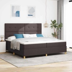 vidaXL Letto a Box con Materasso & LED Marrone Scuro 200x200 cm Tessuto