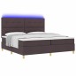 vidaXL Letto a Box con Materasso & LED Marrone Scuro 200x200 cm Tessuto vidaXL Letto a Box con Materasso & LED Marrone Scuro 200x200 cm Tessuto