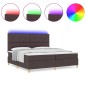vidaXL Letto a Box con Materasso & LED Marrone Scuro 200x200 cm Tessuto vidaXL Letto a Box con Materasso & LED Marrone Scuro 200x200 cm Tessuto
