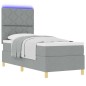 vidaXL Letto box spring con materasso e LED grigio chiaro 80x200 cm tessuto