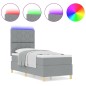 vidaXL Letto box spring con materasso e LED grigio chiaro 80x200 cm tessuto