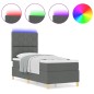 vidaXL Letto con box spring e materasso LED grigio scuro 80x200 cm in tessuto