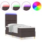 vidaXL Letto a rete a molle con materasso e LED marrone scuro 80x200 cm Tessuto
