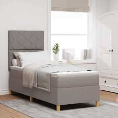 vidaXL Letto con box spring con materasso e LED tortora 80x200 cm tessuto