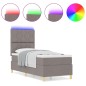 vidaXL Letto con box spring con materasso e LED tortora 80x200 cm tessuto