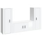 Set Mobili Porta TV 3 pz Bianco Lucido in Legno Multistrato Set Mobili Porta TV 3 pz Bianco Lucido in Legno Multistrato