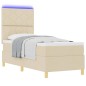 vidaXL Letto a molle con materasso e LED crema 80x200 cm in tessuto