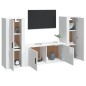 Set Mobili Porta TV 3 pz Bianco Lucido in Legno Multistrato Set Mobili Porta TV 3 pz Bianco Lucido in Legno Multistrato