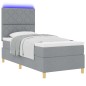 vidaXL Letto a Molle con Materasso & Luce LED Grigio Chiaro 90x190 cm in Tessuto