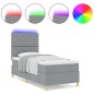 vidaXL Letto a Molle con Materasso & Luce LED Grigio Chiaro 90x190 cm in Tessuto