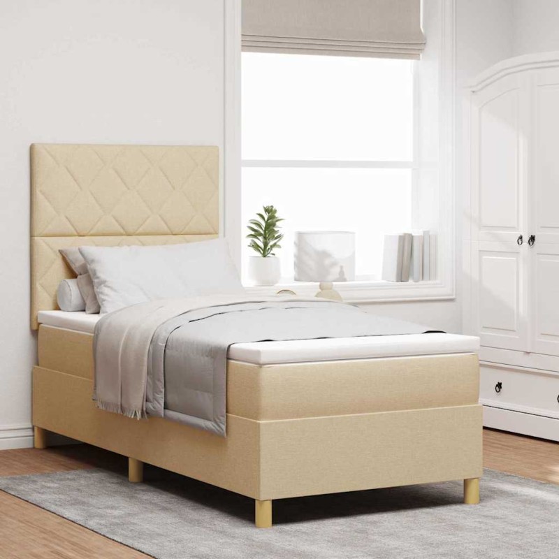 vidaXL Letto Box Sprig con materasso e LED panna 90x200 cm vidaXL Letto Box Sprig con materasso e LED panna 90x200 cm