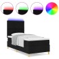 vidaXL Letto con Box Spring e Materasso & LED Nero 100x200 cm in Tessuto