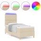 vidaXL Letto a Mensola con Materasso & LED Panna 100x200 cm Tessuto