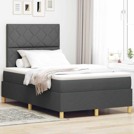 vidaXL Letto a molle con materasso & LED grigio scuro 120x200 cm