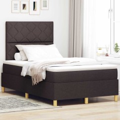 vidaXL Letto a box spring con materasso & LED Marrone Scuro 120x200 cm Tessuto