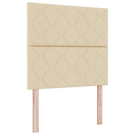 vidaXL Letto Box Spring con Materasso & LED Panna 120x200 cm Tessuto