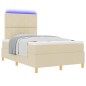 vidaXL Letto Box Spring con Materasso & LED Panna 120x200 cm Tessuto
