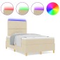 vidaXL Letto Box Spring con Materasso & LED Panna 120x200 cm Tessuto