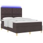 vidaXL Letto con Box Spring e Materasso LED Marrone Scuro 140x190 cm Tessuto vidaXL Letto con Box Spring e Materasso LED Marrone Scuro 140x190 cm Tessuto