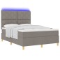 vidaXL Letto Box Spring con Materasso e LED Tortora 140x190 cm Tessuto