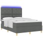 vidaXL Letto box spring con materasso e LED Grigio scuro 140x200 cm Tessuto vidaXL Letto box spring con materasso e LED Grigio scuro 140x200 cm Tessuto