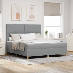 vidaXL Letto rete a molle con materasso & LED Grigio chiaro 180x200 cm Tessuto
