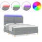vidaXL Letto rete a molle con materasso & LED Grigio chiaro 180x200 cm Tessuto vidaXL Letto rete a molle con materasso & LED Grigio chiaro 180x200 cm Tessuto