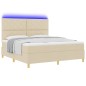 vidaXL Letto con Box Spring e Materasso & LED Panna 180x200 cm Tessuto