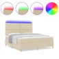 vidaXL Letto con Box Spring e Materasso & LED Panna 180x200 cm Tessuto