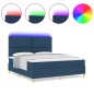 vidaXL Letto Box Spring con materasso e LED Blu 180x200 cm Tessuto vidaXL Letto Box Spring con materasso e LED Blu 180x200 cm Tessuto