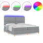 vidaXL Letto a Box con Materasso e Luce LED Grigio chiaro 200x200 cm Tessuto vidaXL Letto a Box con Materasso e Luce LED Grigio chiaro 200x200 cm Tessuto